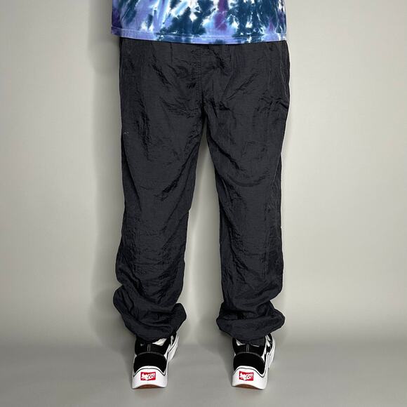 Vintage Y2K Russell Track Pants Mens M Jet Black Nylon Joggers Embroidered - Picture 3 of 4